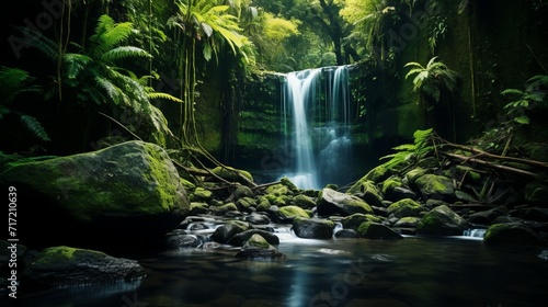 Forest Waterfall Haven  Nature s Jewel Amidst the Thicket