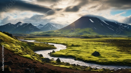 landscape with river and clouds