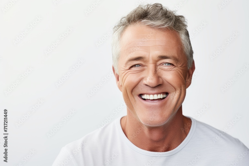 Portrait of handsome mature man with grey hair smiling and looking at camera Portrait of handsome mature man with grey hair smiling and looking at camera