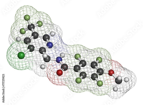 Fluopimomide funigicide molecule. 3D rendering.