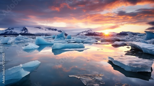 Antarctic Sunsets: Painting Ice in Warm Hues