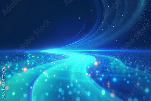 blue planet with space, futuristic blue background, reen technology abstract background Radiant light streaks stream across a cool-toned background, giving a cosmic and astral feel that could belong t photo