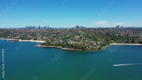 Beautiful high angle aerial drone view of Northern Beaches area of Sydney, New South Wales, Australia. Sydney harbor view from air. photo