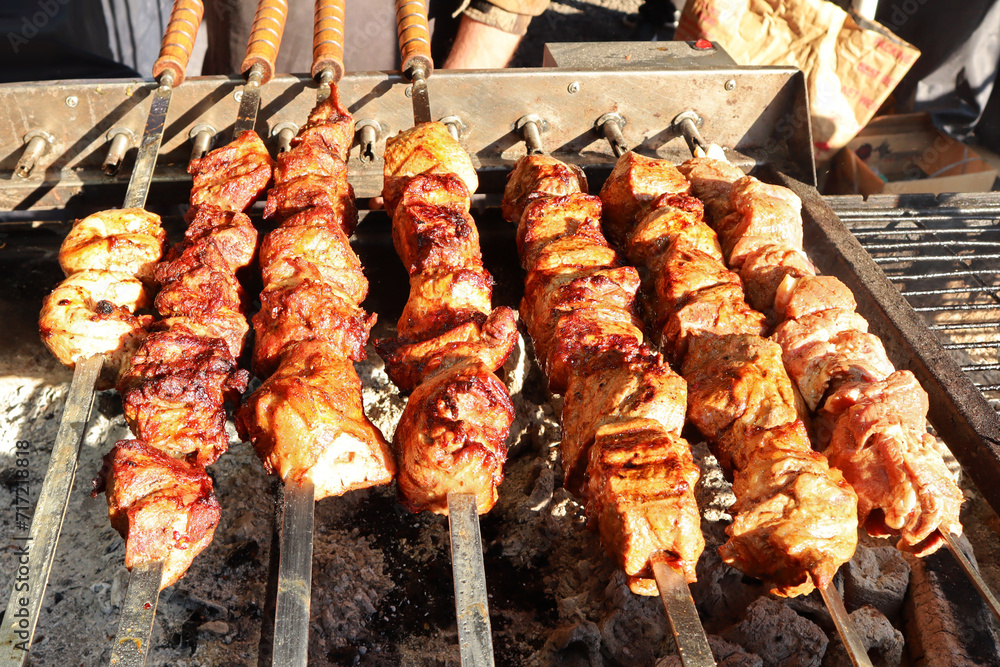 Skewers with traditional armenian barbecue and kebab	