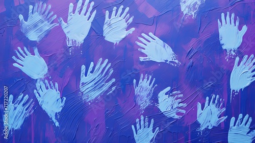 A Simple Abstract Composition of Vibrant Purple Handprints