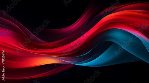 Bright crimson and turquoise light trails swirling on a black background