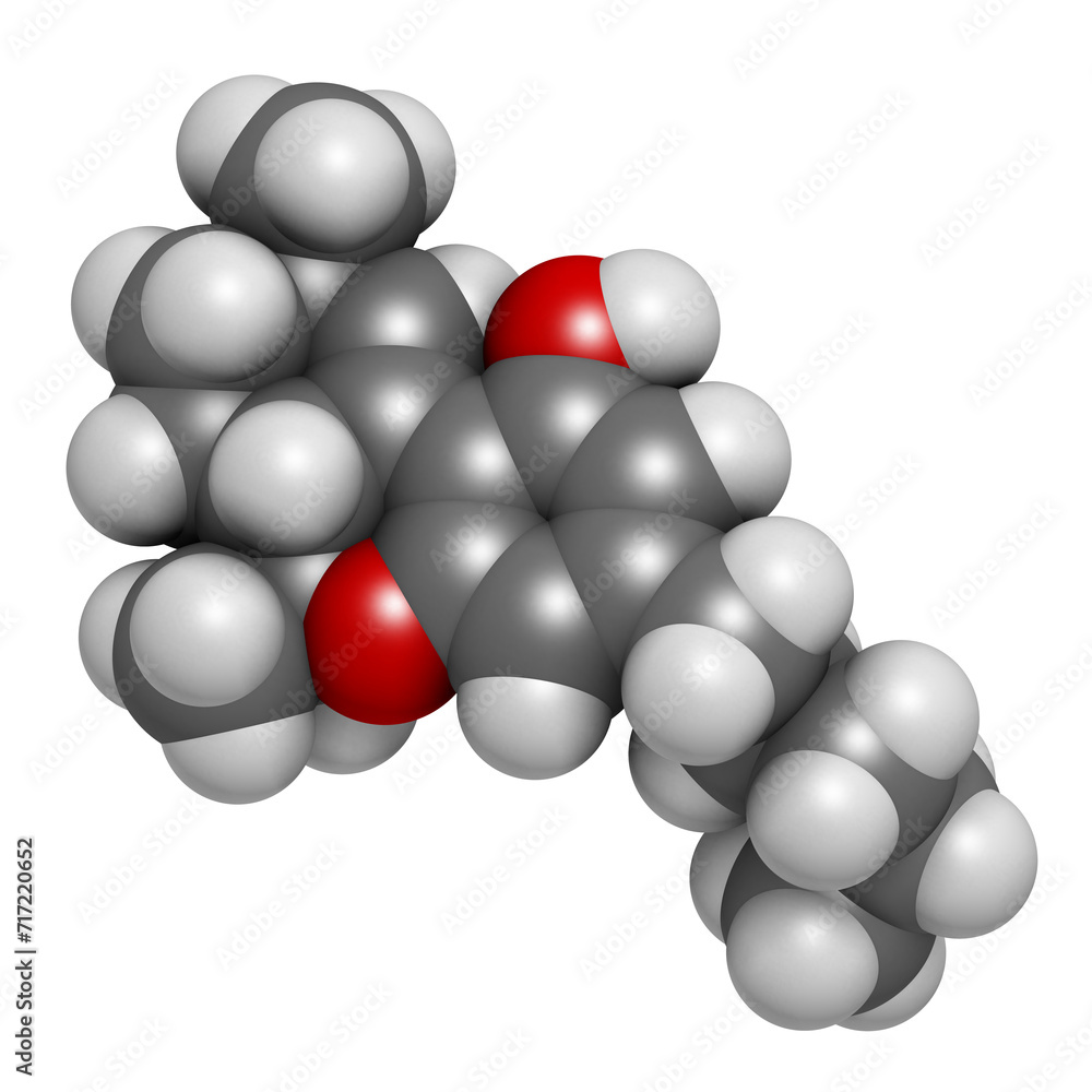 Delta-10-tetrahydrocannabinol (D10-THC) molecule. Isomer of Delta-9-THC. 3D rendering. Delta-10-tetrahydrocannabinol (D10-THC) molecule. Isomer of Delta-9-THC. 3D rendering.