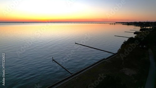 Sunset over Lake Pontchartrain Causeway  photo