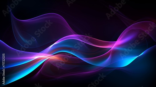 Glowing turquoise and purple light trails twisting pattern