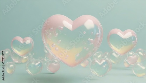 Wallpaper Mural Abstract background picture with randomly floating soap bubbles in a heart shape.  Torontodigital.ca