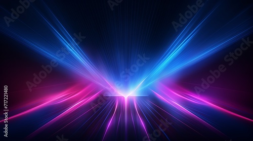 Luminous blue and pink neon beams forming glowing abstract © Georgii