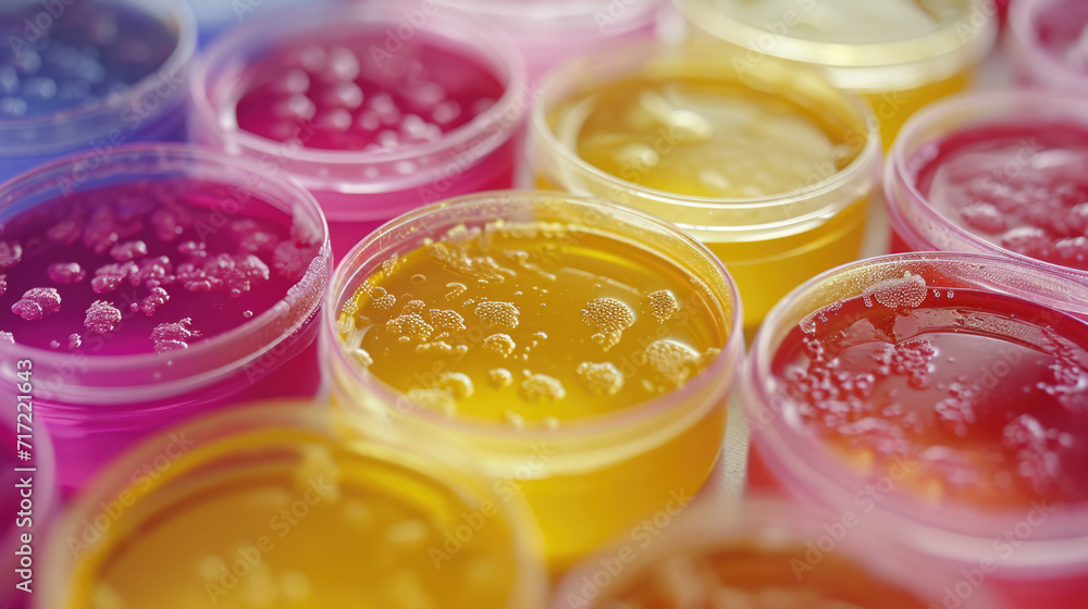 Concept Abstract laboratory petri dishes with bacteria colonies. Minimalist style Concept Abstract laboratory petri dishes with bacteria colonies. Minimalist style