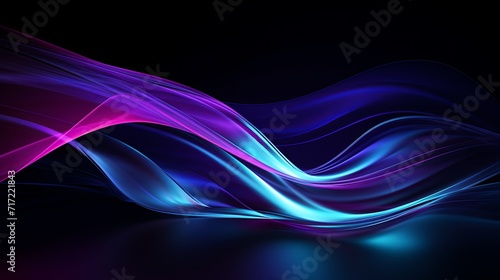 Organic shapes formed by bright teal and purple light background