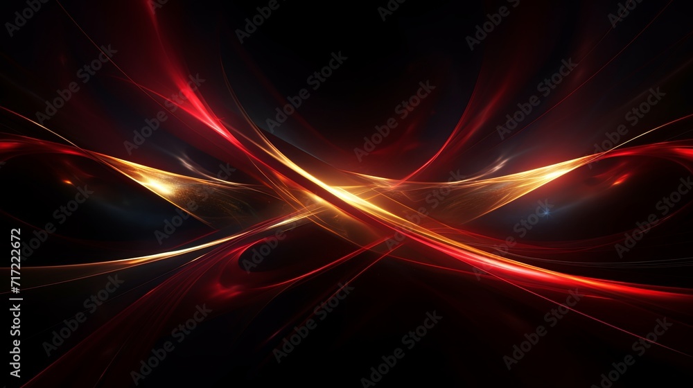 Vivid red and gold beams intertwining together Vivid red and gold beams intertwining together