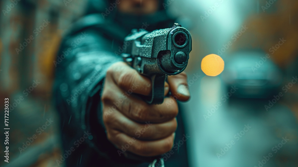 A murderer, killer with a gun A murderer, killer with a gun