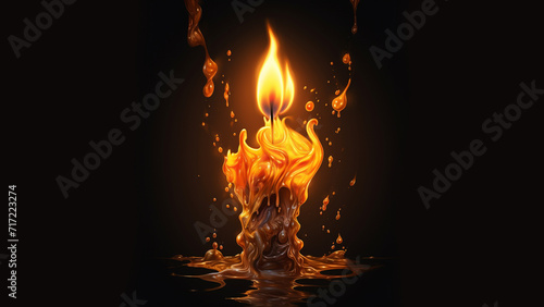 draw a melting candle of fire