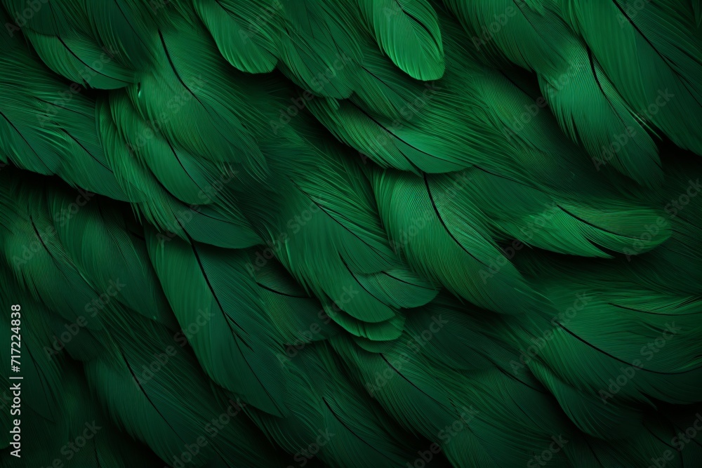 Fototapeta Green Feathers Background, Green Feathers Pattern, Feathers background, Feathers Wallpaper, bird feathers pattern, AI Generative