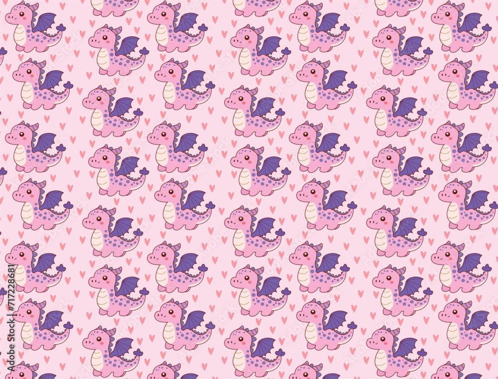 Fototapeta premium Cute baby dragon, for prints and backgrounds, illustration