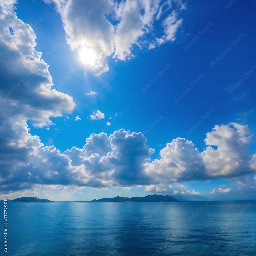 White cloud on blue sky and sea