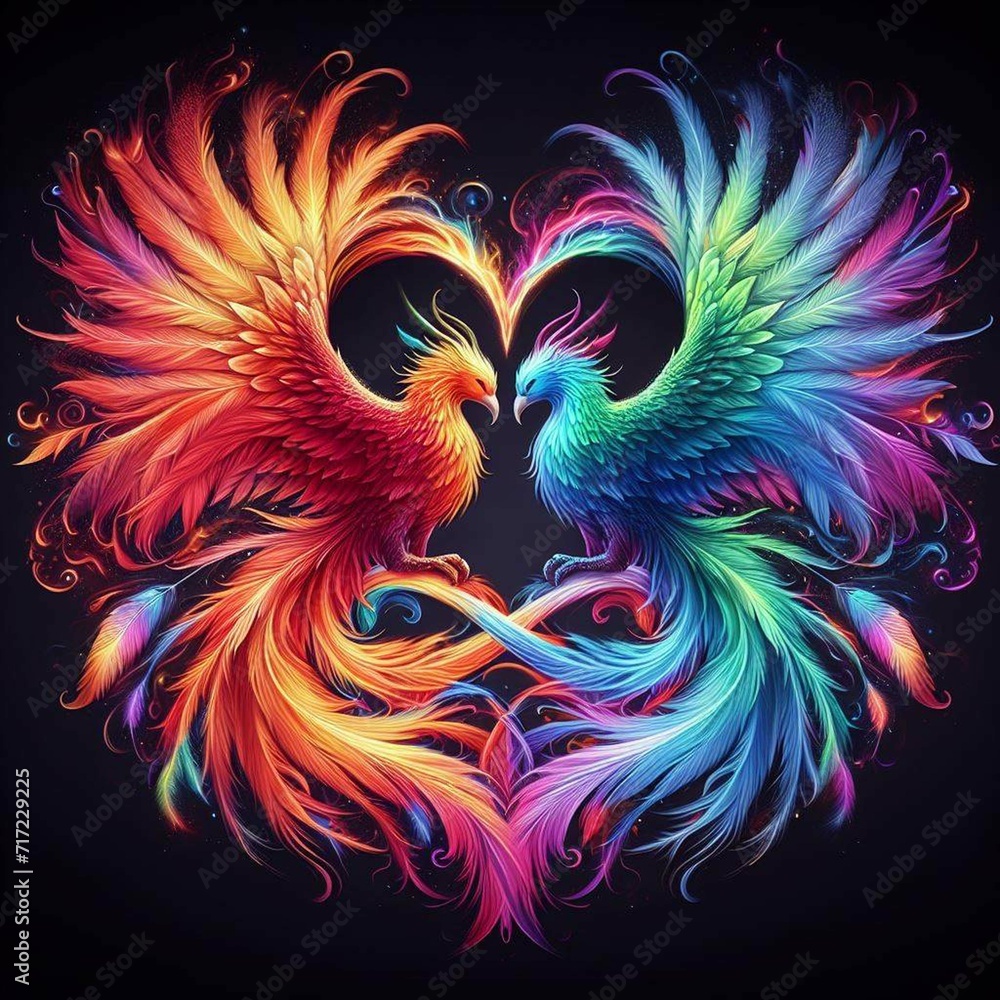 Obraz premium Twin flame couple. Soulmates. The concept of magical, esoteric, tantric, spiritual love. Connection between souls. Illustration for websites and much more. Created using generative ai tools.