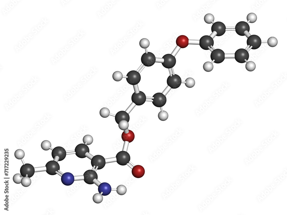 Aminopyrifen fungicide molecule. 3D rendering. Aminopyrifen fungicide molecule. 3D rendering.