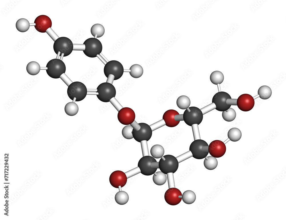 alpha-arbutin molecule. 3D rendering.
