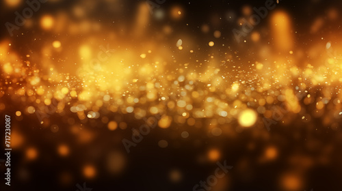 Abstract Bokeh with Golden Yellow Glowing Particles