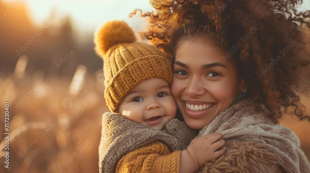 Obraz premium portrait of mother and child, family, mother's day, mommy, baby, love, tenderness, toddler, beautiful smiling woman, kid, children, childhood, hugs, parent, motherhood, female, people