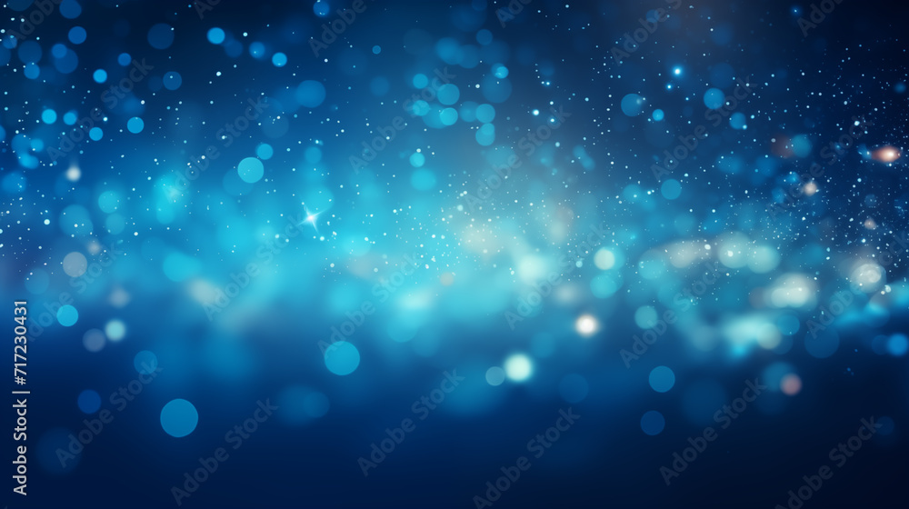 Abstract Bokeh with Blue Glow Particles
