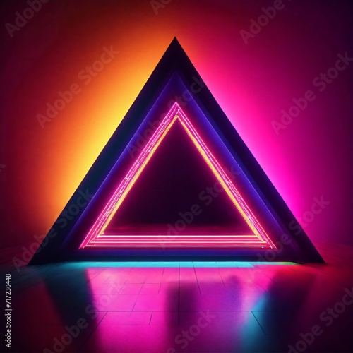 Cool geometric triangular figure in a neon laser light - great for backgrounds and wallpapers