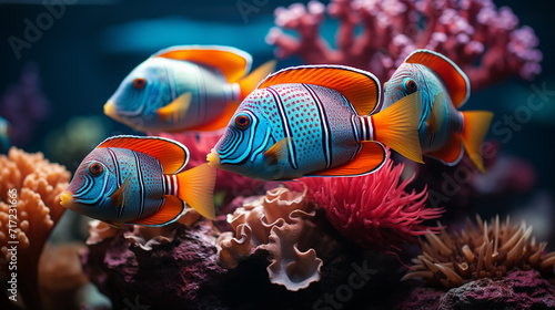 Diverse Surgeonfish in Coral Reefs photo