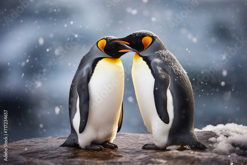 Zwei Pinguine kuscheln, Familie von Pinguinen © GreenOptix