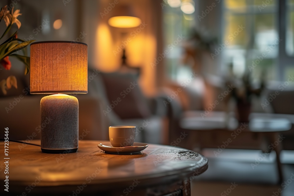 Smart Home Smart Speaker on Table Smart Home Smart Speaker on Table