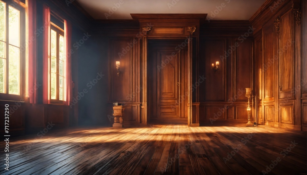 Dark room with wooden floor