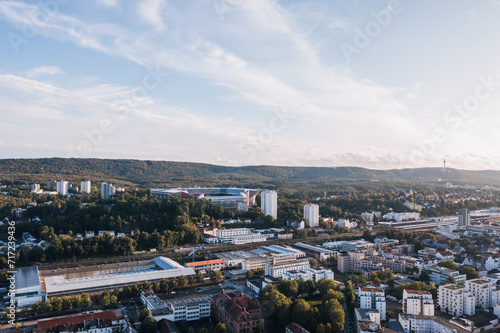 Obraz na płótnie Aerial panoramic skyline cityscape of Kaiserslautern city at sunset. Rhineland-palatinate, Germany w salonie