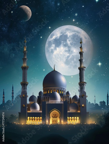 Ramadan Poster design, realistic, HD, copy space - generative ai © Nia™