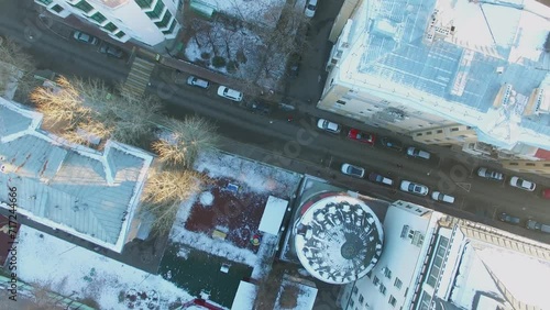 Panorama of Mashkova street at winter day. Aerial view photo