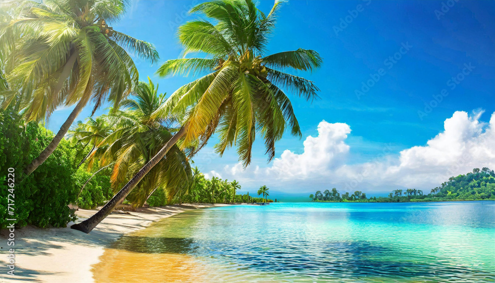 Beach with palm trees 