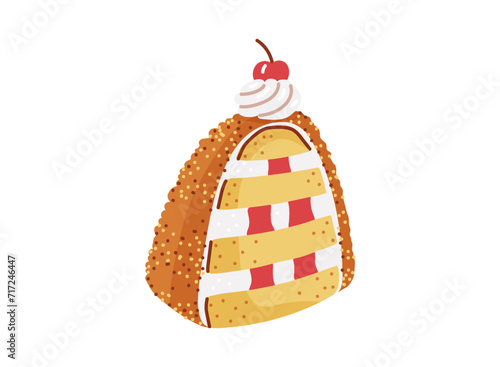 Frankfurter kranz crown sponge cake from germany.Vector illustration