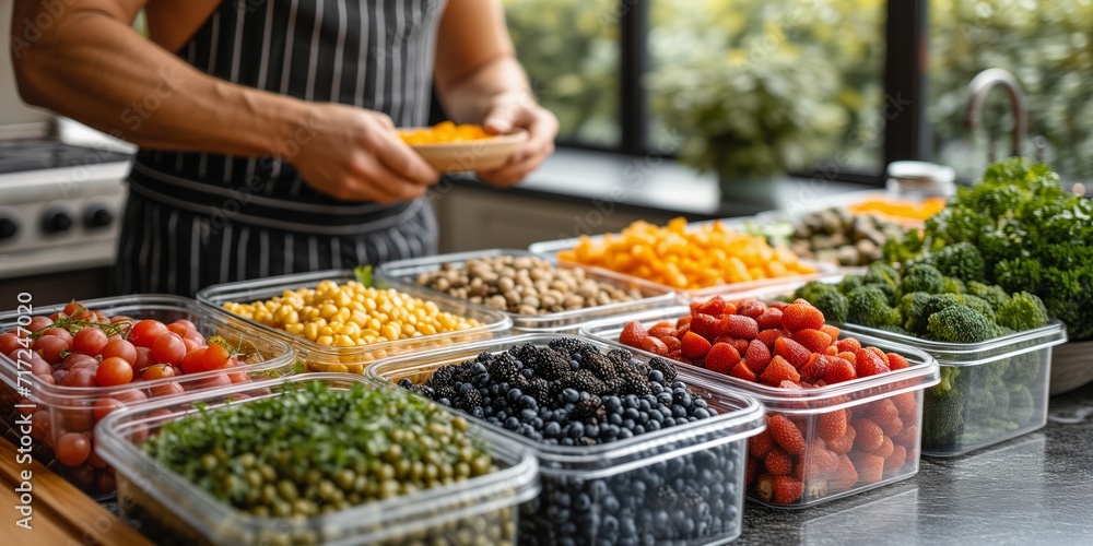 Person Standing in Front of Bountiful Food Counter Person Standing in Front of Bountiful Food Counter