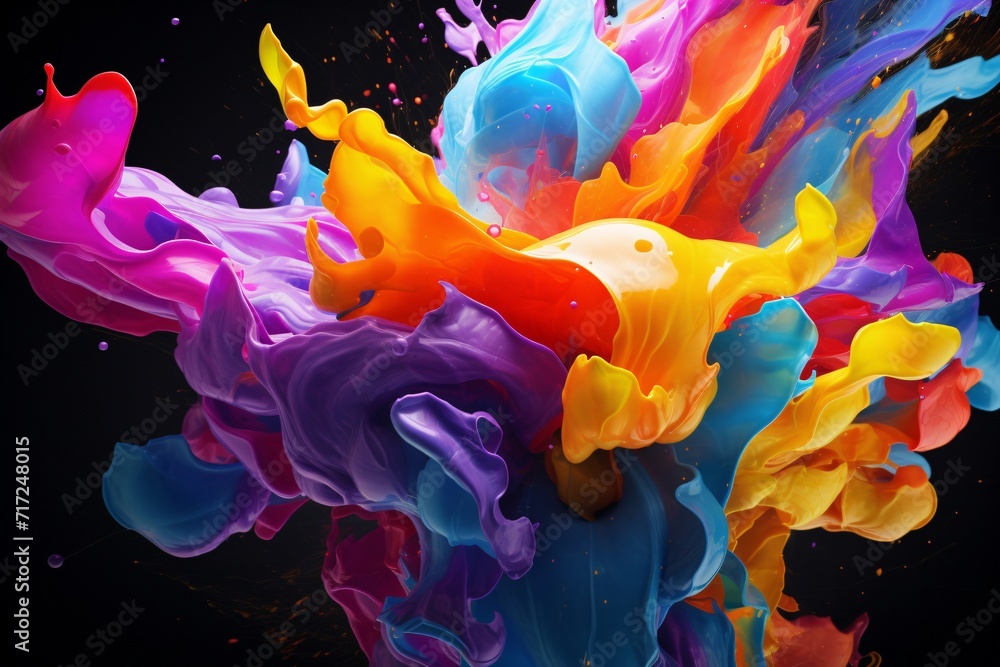 Colorful 3D Paint Splash Wallpaper, Liquid ink Splash background, Paint texture background, Paint Splash wallpaper, Multicolor Paint Splashing, AI Generative