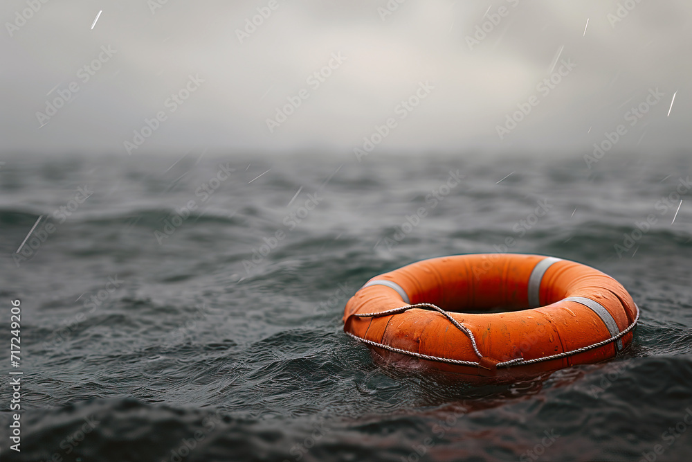 Life Preserver Floating on Top of a Body of Water