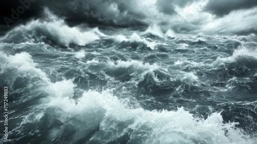 Stormy Ocean Waves Under Dark Clouds