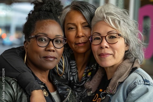 Weltfrauentag - Drei Frauen halten zusammen. photo