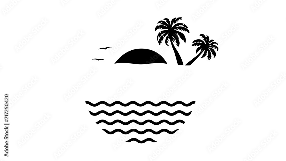 Ocean and palms with copy space ai generated logo