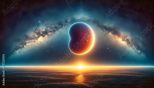 Majestic Solar Eclipse Illusion with Halo - Celestial Mystery in Space  Galaxy Exploration Concept  Astral Phenomenon with Auroras and Nebulas  Cosmic Beauty in Universe