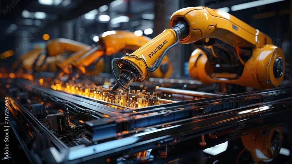 Fototapeta premium Machination Marvels: Exploring the Robotic Symphony of Industry