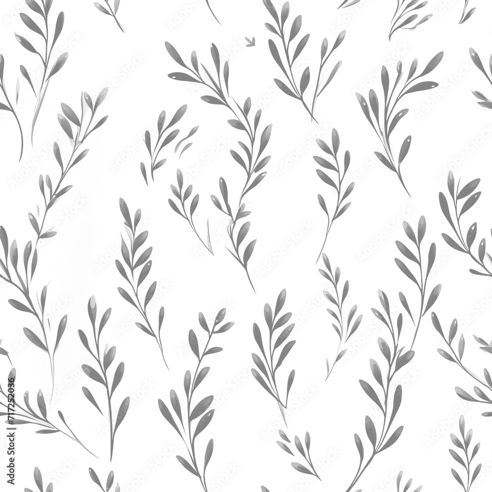 Naklejka premium Flowers, leaves and plants pattern in black-and-white.Pencil, hand drawn botanical seamless pattern