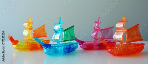 Recycle crafts  Transforming plastic bottles into toy ships.