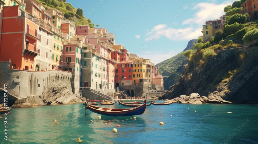 Obraz premium the colorful villages of the Cinque Terre located on Ai Generative